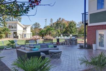 Inviting outdoor lounge with fire pit